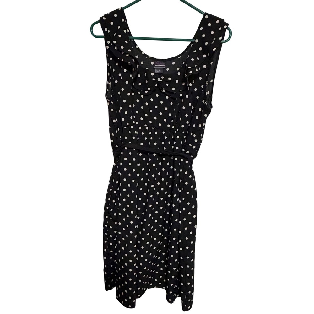 Oh Baby by Motherhood Maternity Dress Black White Polka Dot Ruffle Collar Large